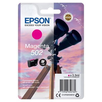 Originální inkoust Epson T02V3 (C13T02V34010, 502), purpurový, 3,3 ml