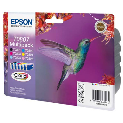 Originální inkoust Epson T0807 (C13T08074011), CMYK/LC/LM, 6 × 7,4 ml, 6-pack