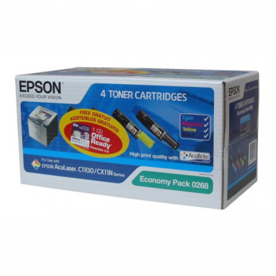 Originální toner Epson C13S050268, CMYK, 3 × 1500 + 4000 stran, 4-pack