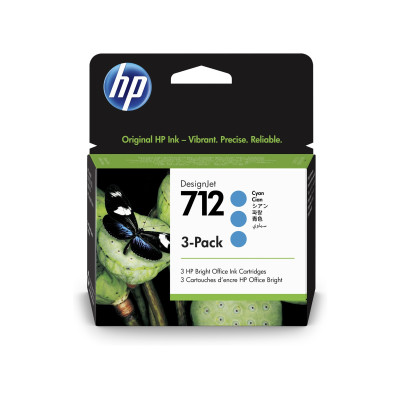 Originální inkoust HP 3ED77A (712), azurový, 3 x 29 ml, 3-Pack