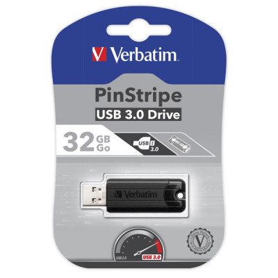 Verbatim USB flash disk, USB 3.0 (3.2 Gen 1), 32GB, PinStripe, Store N Go, černý