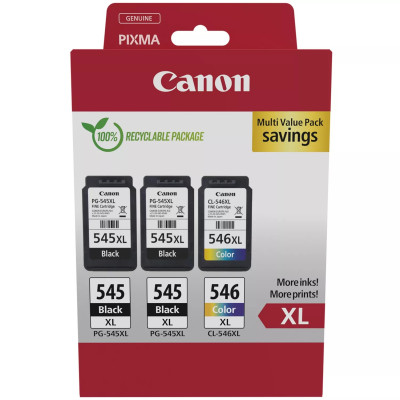 Originální inkoust Canon PG-545XL x2/CL-546XL (8286B013, 8286B014), černý/barevný, 800/300 stran (2x 15 / 13 ml), XL Multipack