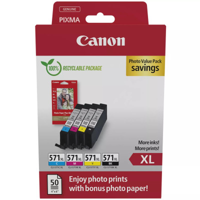 Originální inkoust Canon CLI-571XL (0332C006), CMYK, 4 x 11 ml , 4-pack