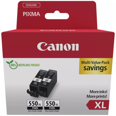 Originální inkoust Canon PGI-550XL (6431B010), černý, 2 x 500 stran (2 x 15 ml), XL 2-pack