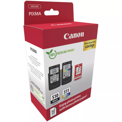 Originální inkoust Canon PG-510/CL-511 (2970B017), černý/barevný, 2 × 9 ml, Multipack