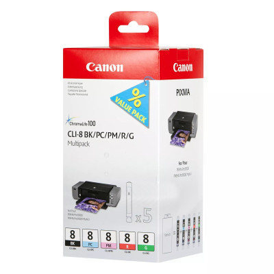 Originální inkoust Canon CLI-8 (0620B027), BK/PC/PM/R/G, 5 x 13 ml, Multipack