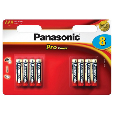 Baterie alkalická, AAA, 1.5V, Panasonic, blistr, 8-pack, 265949, Pro Power