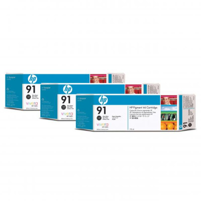 Originální inkoust HP C9481A (91), photo černý, 775 ml, 3-pack