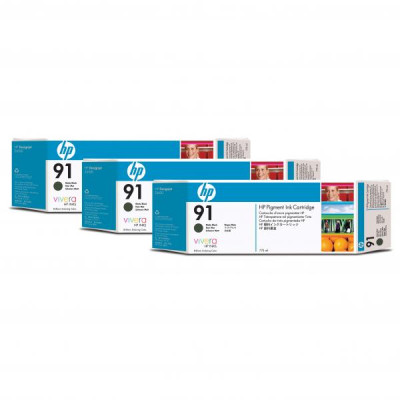 Originální inkoust HP C9480A (91), matně černý, 3 × 775 ml, 3-pack