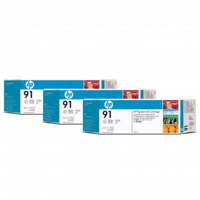 Originální inkoust HP C9482A (91), světle šedý, 3 × 775 ml, 3-pack