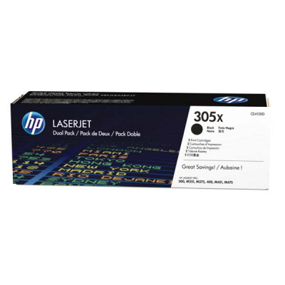 Originální toner HP CE410XD (305X), černý, 2 × 4000 stran, 2-pack