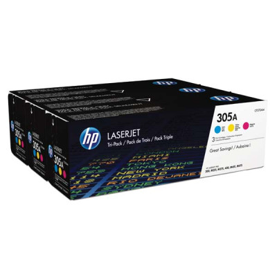 Originální toner HP CF370AM (305A), CMY, 3 × 2600 stran, 3-pack