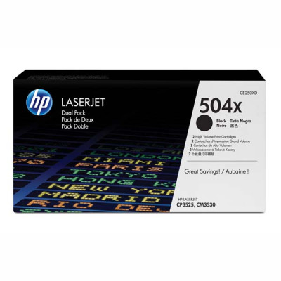 Originální toner HP CE250XD (504X), černý, 2 × 10500 stran, 2-pack