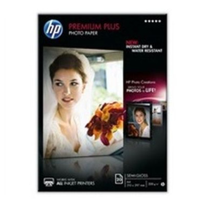 HP Premium Plus Semi-Gloss Photo Paper, foto papír, pololesklý, bílý, A4, 300 g/m2, 20 ks, CR673A, inkoustový