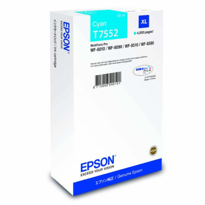 Originální inkoust Epson T7552XL (C13T755240), azurový, 4000 stran (39 ml)