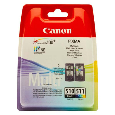 Originální inkoust Canon PG-510/CL-511 (2970B010), černý/barevný, 2 × 9 ml, 2-pack