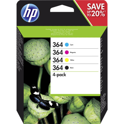 Originální inkoust HP N9J73AE (364, SD534EE), CMYK, 250/300 stran, 4-pack