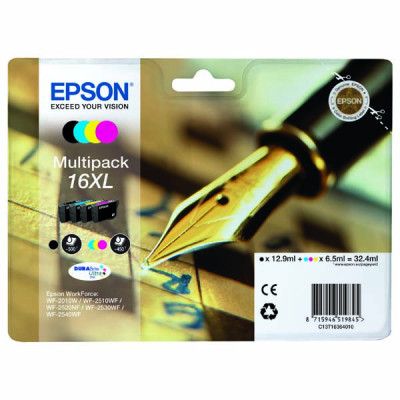 Originální inkoust Epson T1636 (C13T16364010), CMYK, 3 × 6,5 + , 4-pack