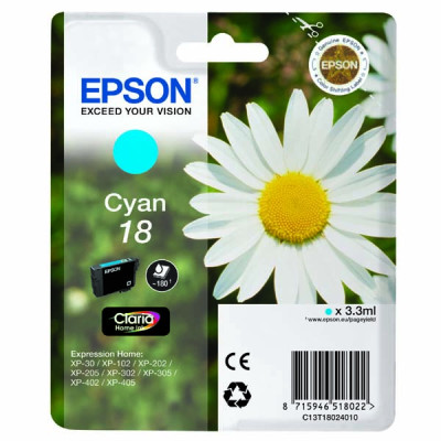 Originální inkoust Epson T1802 (C13T18024010), azurový, 3,3 ml