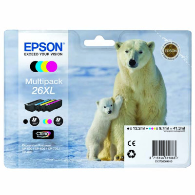 Originální inkoust Epson T2636 (C13T26364010), CMYK, 3 × 9,7 + 1x 12,2 ml, 4-pack