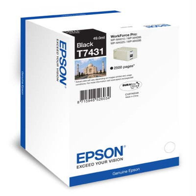 Originální inkoust Epson T7431 (C13T74314010), černý, 2500 stran (49 ml)